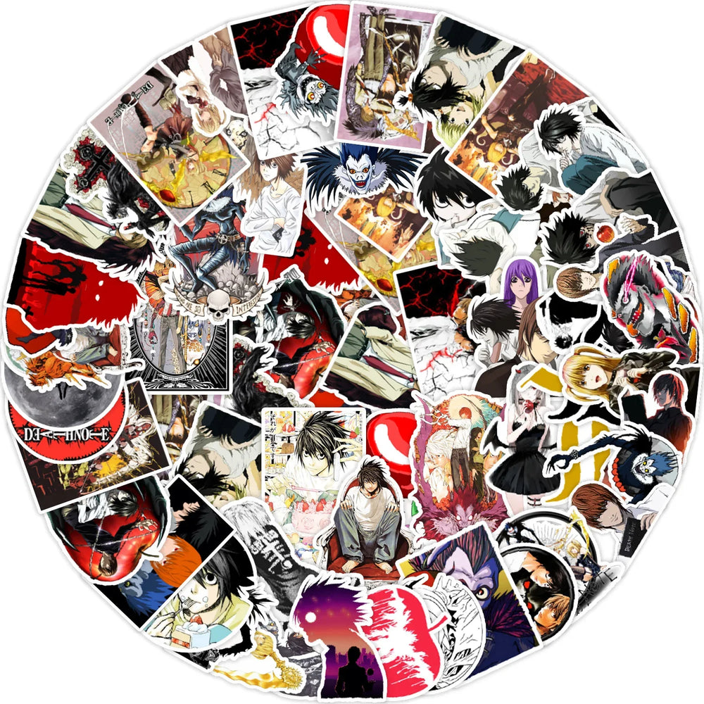 10/30/50PCS Death Note Stickers Funny Mystery Film Sticker Animation Graffiti Decoration Toy Cartoon Decals Luggage Laptop Phone (ONLINE ORDER ONLY)