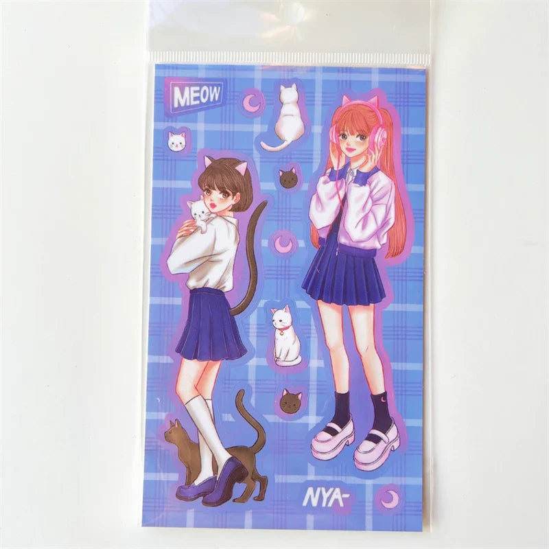 4pcs Cute Sweet Campus Girl Sticker Scrapbooking Decorative Diary DIY Idol Album Kawaii Stationery Stickers Art Supplies (ONLINE ORDER ONLY)