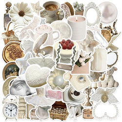10/30/50PCS INS White PVC Sticker Aesthetic Decoration Scrapbooking Sketchbook Korean Stationery School Supplies for Kids (ONLINE ORDER ONLY)