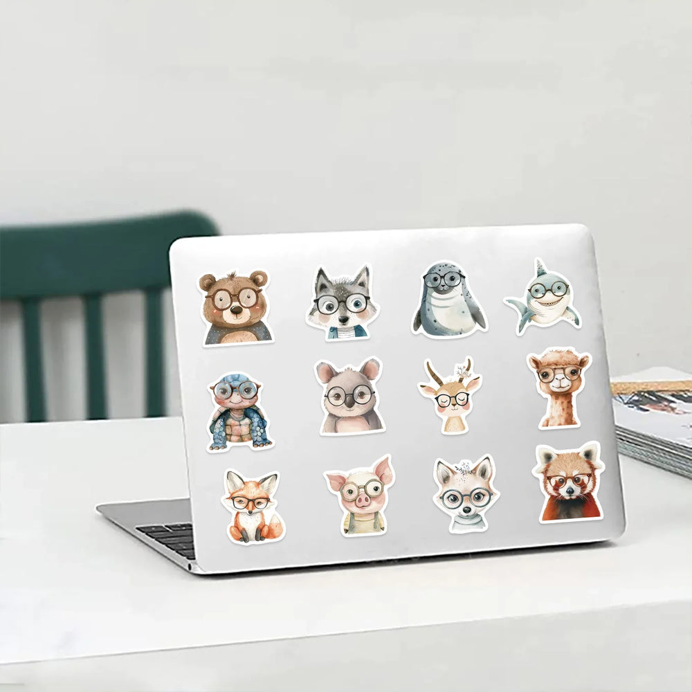 50pcs Cute Little Animal Stickers With Glasses Notebook Guitar Skateboard DIY Sticker For Pack Waterproof Laptop Skin Phone Case (ONLINE ORDER ONLY)