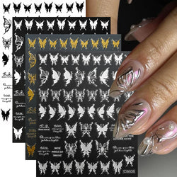 4pcs Roman Letter Design Nail Stickers Golden/Silvery/Black/White Alphabet Design Self Adhesive Decal English Words DIY Manicure (Online Order Only)