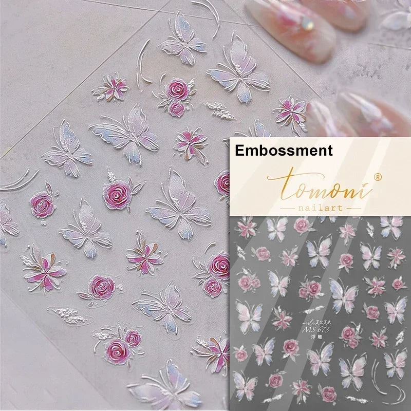 Dreamy Chic Butterfly Flower Bowknot Square Rhinestone Crystal 5D Self Adhesive Nail Art Stickers Fantasy Shiny Manicure Decals (ONLINE ORDER ONLY)