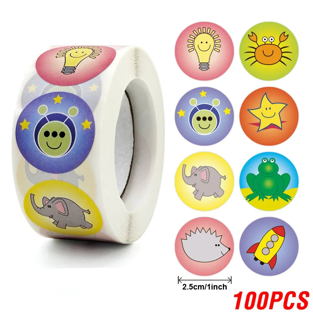 100-500pcs New Cartoon Dinosaurs Stickers 6 Designs for Classroom Teacher Stationery Sticker Label for Kids Reward Stickers (ONLINE ORDER ONLY)