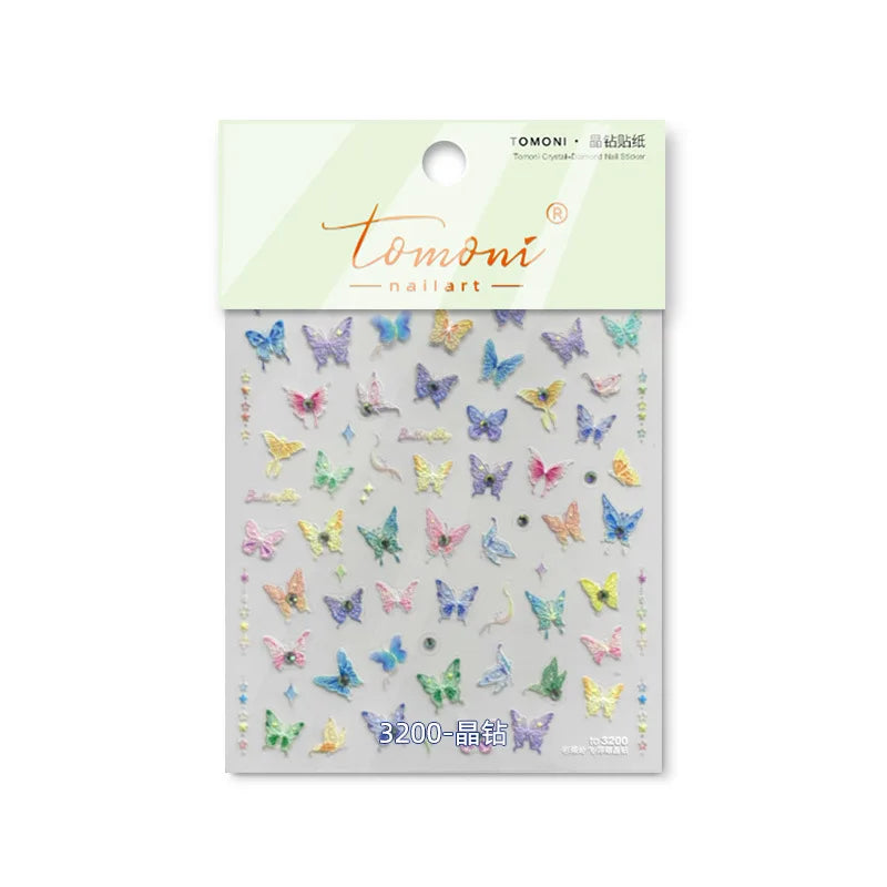 Dreamy Moon Star Cloud Butterfly Starrylight Rhinestone 5D Soft Embossed Relief Nail Art Sticker 3D Decal Decoration Manicure (ONLINE ORDER ONLY)