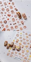 Cute Bear Teddy Birthday Party Maillard Bear Cake Flower Bouquet Lucky Love Heart 5D Adhesive Nail Art Sticker Manicure Decals (Online Order Only)
