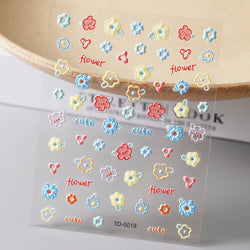1 Sheet 5D Embossed Nail Art Stickers Graffiti Heart Flower Design Nail Art Decals Self-Adhesive DIY Manicure Nail Art Supplies* (ONLINE ORDER ONLY)