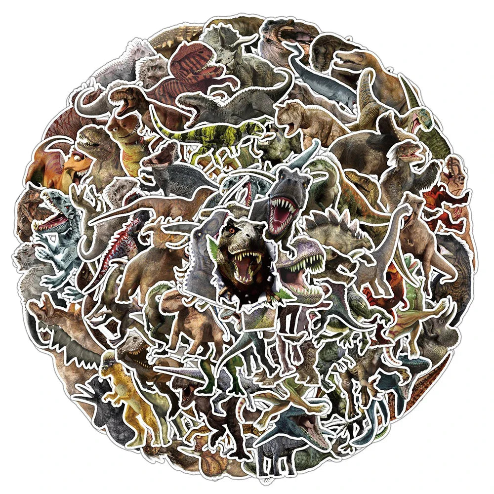 10/30/50/100PCS Jurassic Dinosaur Cool Stickers Graffiti Toys For Boys Kids DIY Fridge Skateboard Phone Notebook PVC Car Sticker (Online Order Only)