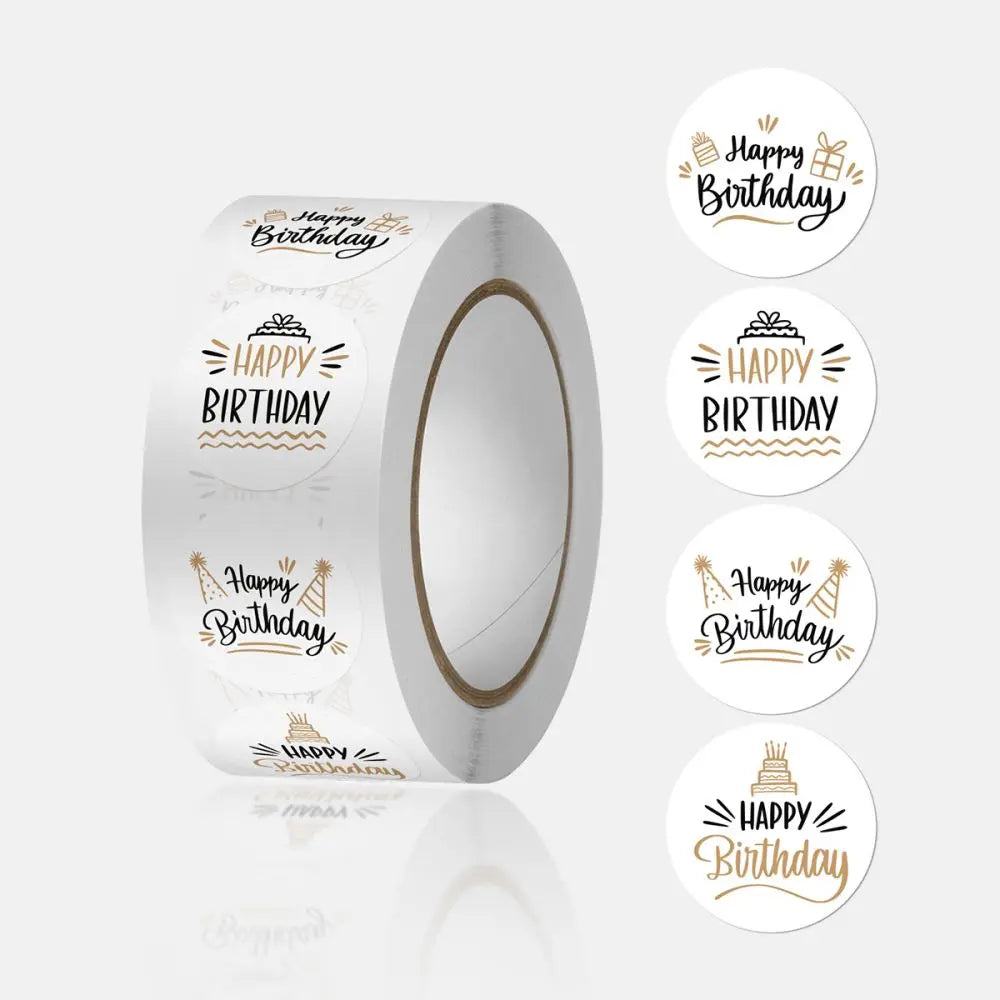 100-500pcs Cute Happy birthday Stickers for Gift Wrapping Decoration Envelope Sealing Label Kids toys Stationery Stickers 1inch (ONLINE ORDER ONLY)