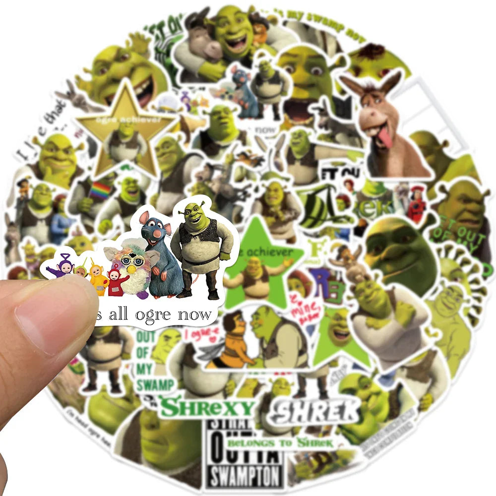 52pcs Cartoon Monster Shrek Graffiti Sticker DIY Suitcase Laptop Suitcase Guitar Star Sticker Waterproof Decals (ONLINE ORDER ONLY)