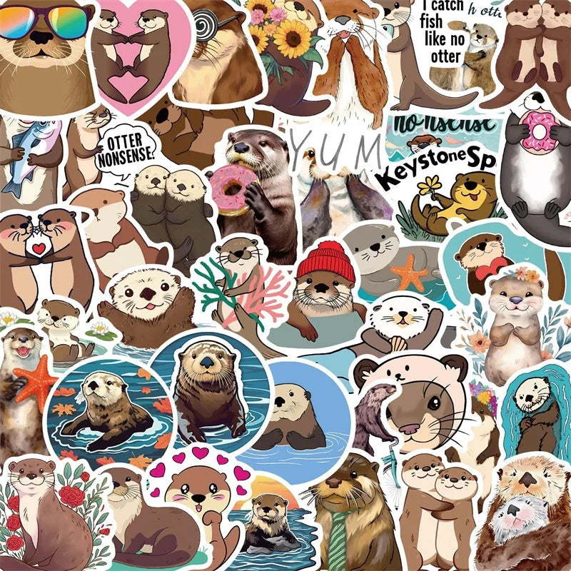 10/30/50PCS Kawaii Otter PVC Sticker Aesthetic Korean Decoration Scrapbooking Stationery DIY Hand Accounting Supplies for Kids (ONLINE ORDER ONLY)