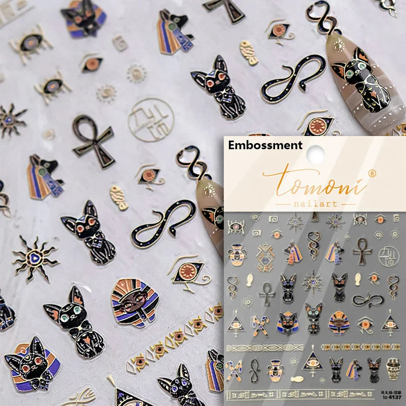 Metal Snake Flower Pattern Stars Eye Pot Moon Butterfly Story Retro Meteor Candle Hourglass Nail Art Sticker Manicure Tool Decal (ONLINE ORDER ONLY)