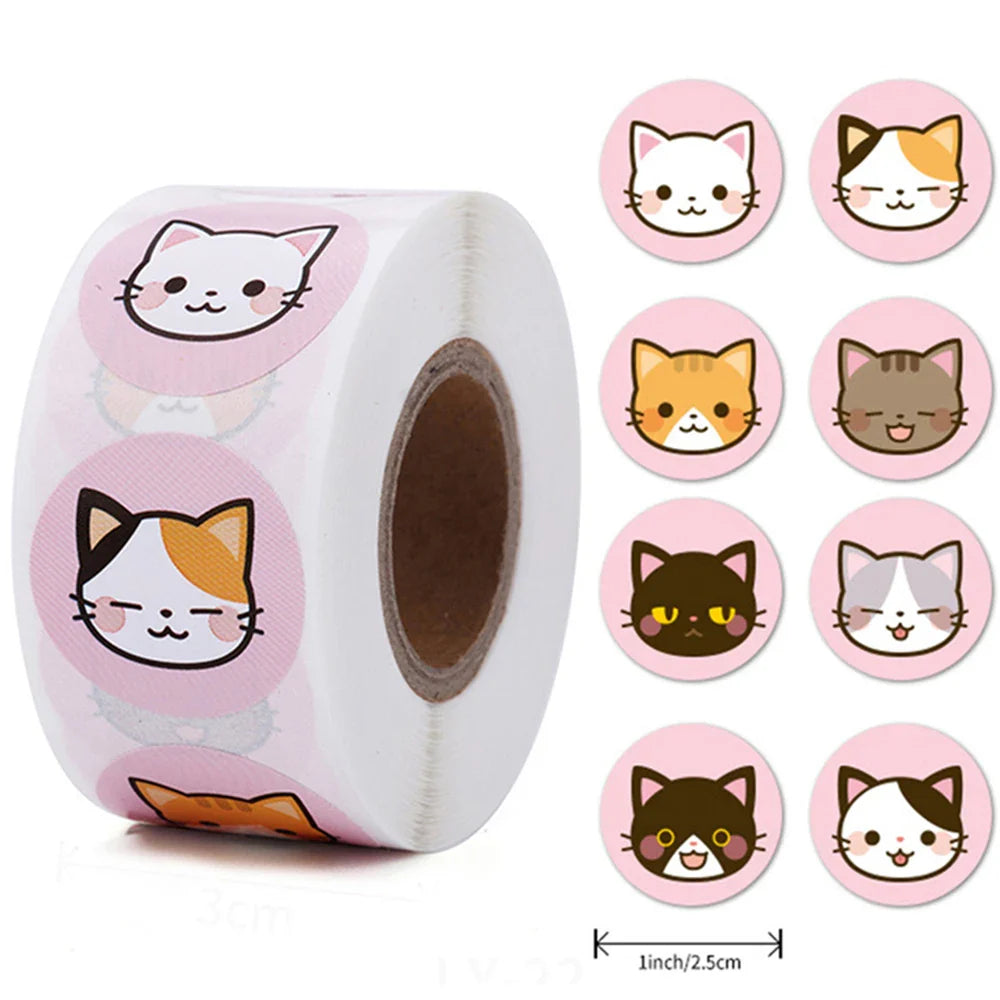 100-500pcs Cartoon Cat Stickers For School Reward Stickers Classroom Decoration Encouragement Sticker For Student Teacher (ONLINE ORDER ONLY)