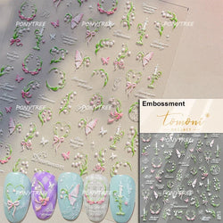 Chic Wild Flower Oil Painting Small Variegated Daisy Peach Blossom Lavender Petal Adhesive Nail Art Stickers Manicure Decals (Online Order Only)
