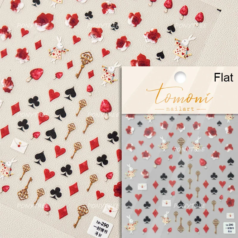 Black Silver Bowknot Love Heart Lace Irregular Line Lava Chic Self Adhesive Nail Art Stickers Embossed Reliefs Manicure Decals (Online Order Only)