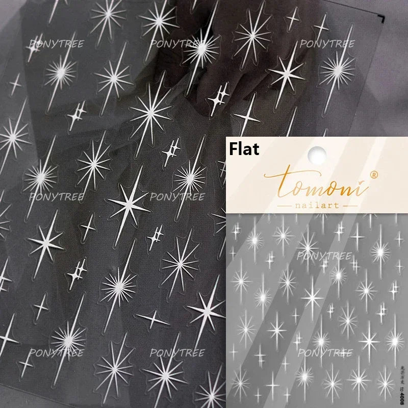 Romantic Purple Star Moon Butterfly Bowknot Retro Water Drop Gem Starburst Adhesive Nail Art Stickers Starlight Manicure Decals (ONLINE ORDER ONLY)