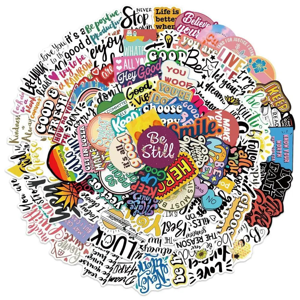 Colorful Inspirational Phrase Stickers for Suitcase Laptop Luggage Fridge Phone Car (ONLINE ORDER ONLY)