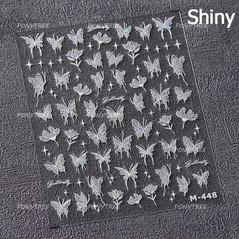Green Blue Glass Butterfly Lily Flowers Star Line Water Droplet Charming Shiny Self Adhesive Nail Art Stickers Manicure Decals (ONLINE ORDER ONLY)