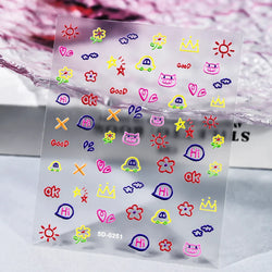 1 Sheet 5D Embossed Nail Art Stickers Graffiti Heart Flower Design Nail Art Decals Self-Adhesive DIY Manicure Nail Art Supplies* (ONLINE ORDER ONLY)