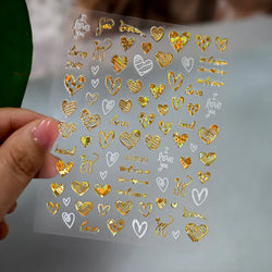 1pc Bohemian Valentine Nail Stickers 3D Self-Adhesive Fantasy Nail Art Glitter Sun, Heart, Lock, Star & Moon Designs Nail Decals (ONLINE ORDER ONLY)
