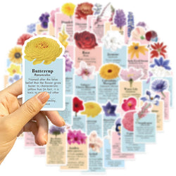 50pcs Ins Style Flower Language Stickers For Skateboard Notebook Laptop Phone Bike Wall Sticker Toys Aesthetic DIY Decoration (ONLINE ORDER ONLY)