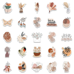 10/30/50PCS Kawaii Bohemian Flower Sticker Aesthetic PVC Decoration Scrapbooking Children's Stationery School Supplies for Kids (ONLINE ORDER ONLY)