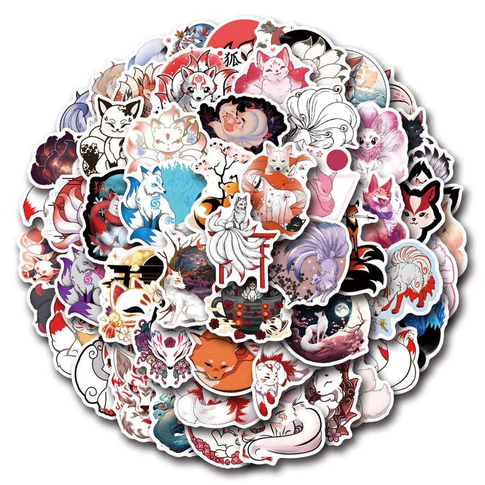 Kitsune Nine-Tailed Fox Cartoon Stickers 10/30/50PCS for Phone Laptop Luggage Skateboard Decals (ONLINE ORDER ONLY)