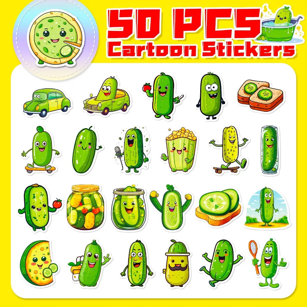 10/50PCS Funny Cartoon Pickle Cucumbers Graffiti Stickers Decals Kids Toy Laptop Scrapbook Phone Suitcase Decoration Sticker (ONLINE ORDER ONLY)