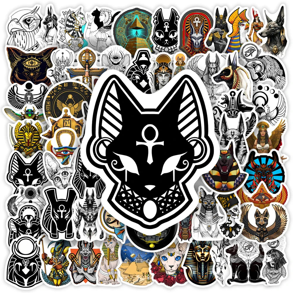 Egypt Mythology Gods Totem Stickers DIY Toys Gift Waterproof Decal for Scrapbook Journal Laptop Phone Luggage Bottles Decorative (ONLINE ORDER ONLY)