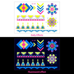 1pc Bohemia Fluorescent Sticker Luminous Temporary Tattoos Stickers UV Glow Fluorescent Tattoo Waterproof For Body Art Decals *& (Online Order Only)