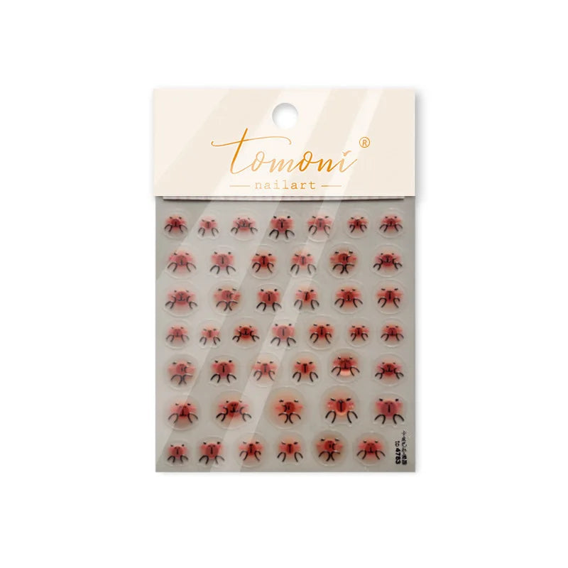 Cute Kapibala Halo Dyeing Kabibara Giant Rat Guinea Pig Cavy Lovely Expression Orange Adhesive Nail Art Stickers Manicure Decals (ONLINE ORDER ONLY)