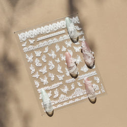 Lace Butterfly Hollow Out Fabric Romantic Flower Pattern Chic Adhesive Nail Art Sticker Rhinestone Manicure Decals Nail Supplies (ONLINE ORDER ONLY)