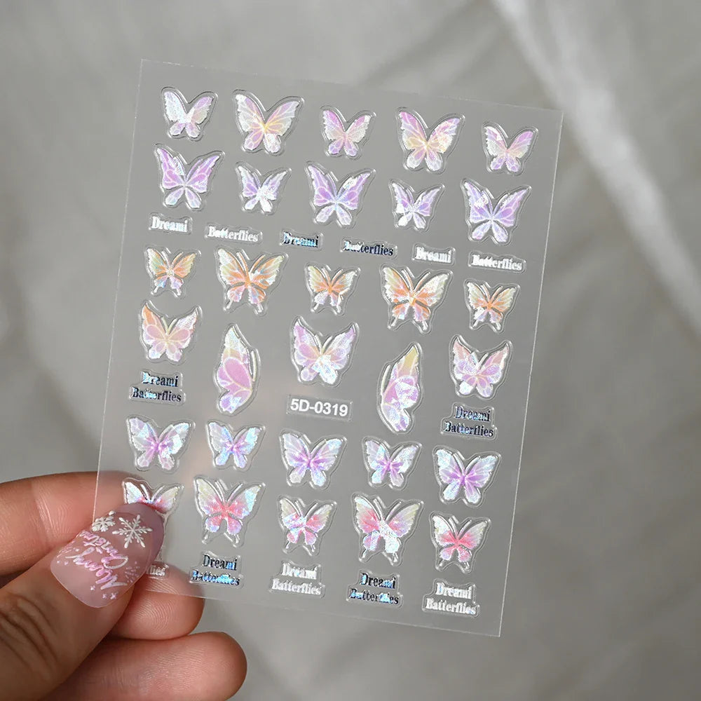 1pcs Pink Christmas Nail Stickers Shiny Shell Light Nail Art Parts Stickers Cute Snowflakes Star Wreath Nail Decorations Decals* (ONLINE ORDER ONLY)
