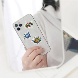 50PCS Cartoon Oops Omg Bam Pow Wow Boom Bang Explosion Cloud Style Anime Slogan Sticker Phone Laptop Luggage Skateboard (ONLINE ORDER ONLY)
