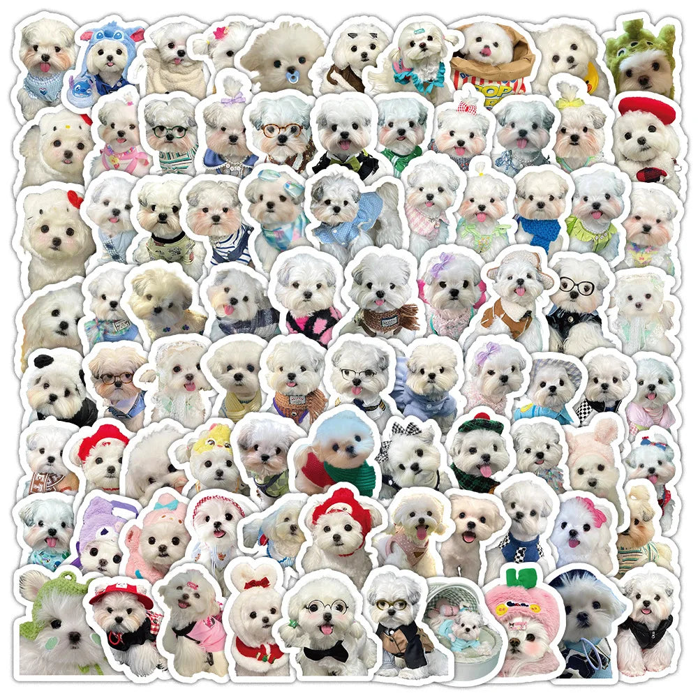 Kawaii Maltese Dog Stickers 10/30/50/100PCS for Luggage Laptop Phone Car Bike Skateboard Decals (ONLINE ORDER ONLY)
