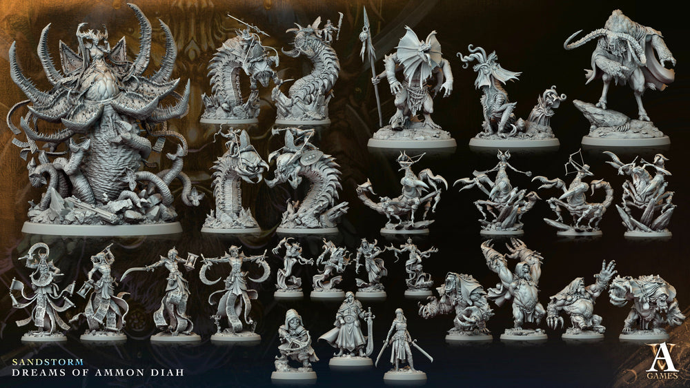 3D Printed Archvillain Games Aswadum Riders Sandstorm Dreams of Ammon Diah 28 32mm D&D (Online Only)