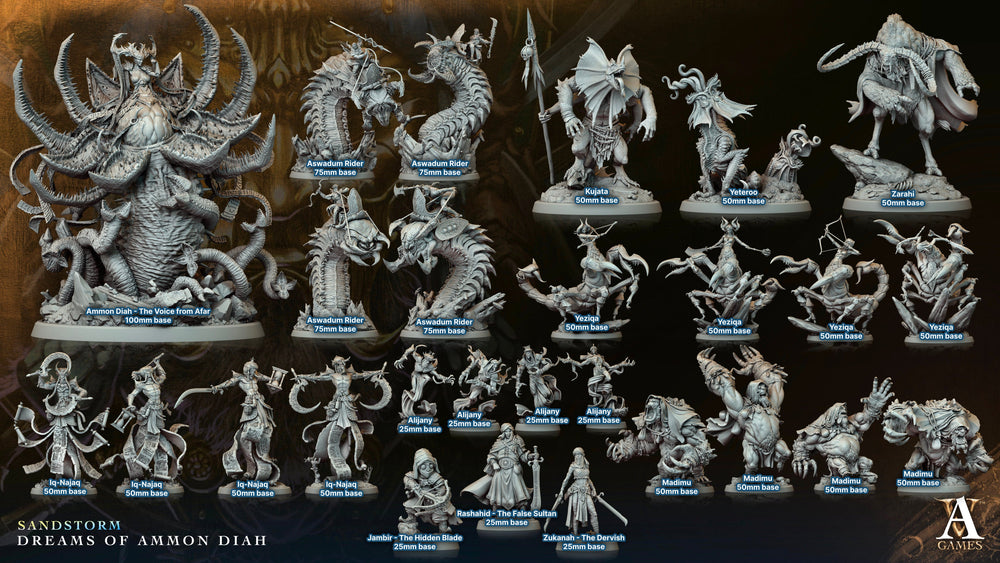 3D Printed Archvillain Games Iq Najaq Sandstorm Dreams of Ammon Diah 28 32mm D&D (Online Only)