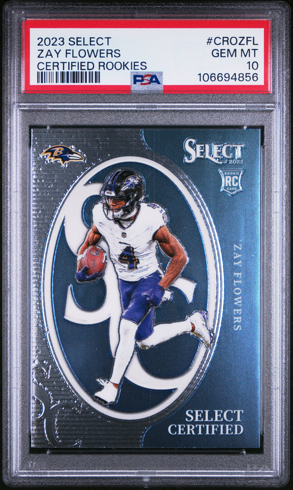 Graded 2023 Panini Select Zay Flowers #CROZFL Certified Rookies Rookie RC Football Card PSA 10 Gem Mint (ONLINE ORDER ONLY)