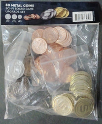 50 Metal Coin Board Game Upgrade Set (Sci-Fi Coins) NEW!  - (ONLINE ORDER ONLY)