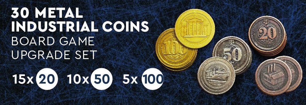 30 Metal Coin HIGH VALUE Board Game Upgrade Set (Industrial Coins) NEW!  - (ONLINE ORDER ONLY)
