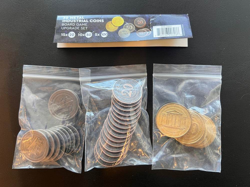 30 Metal Coin HIGH VALUE Board Game Upgrade Set (Industrial Coins) NEW!  - (ONLINE ORDER ONLY)