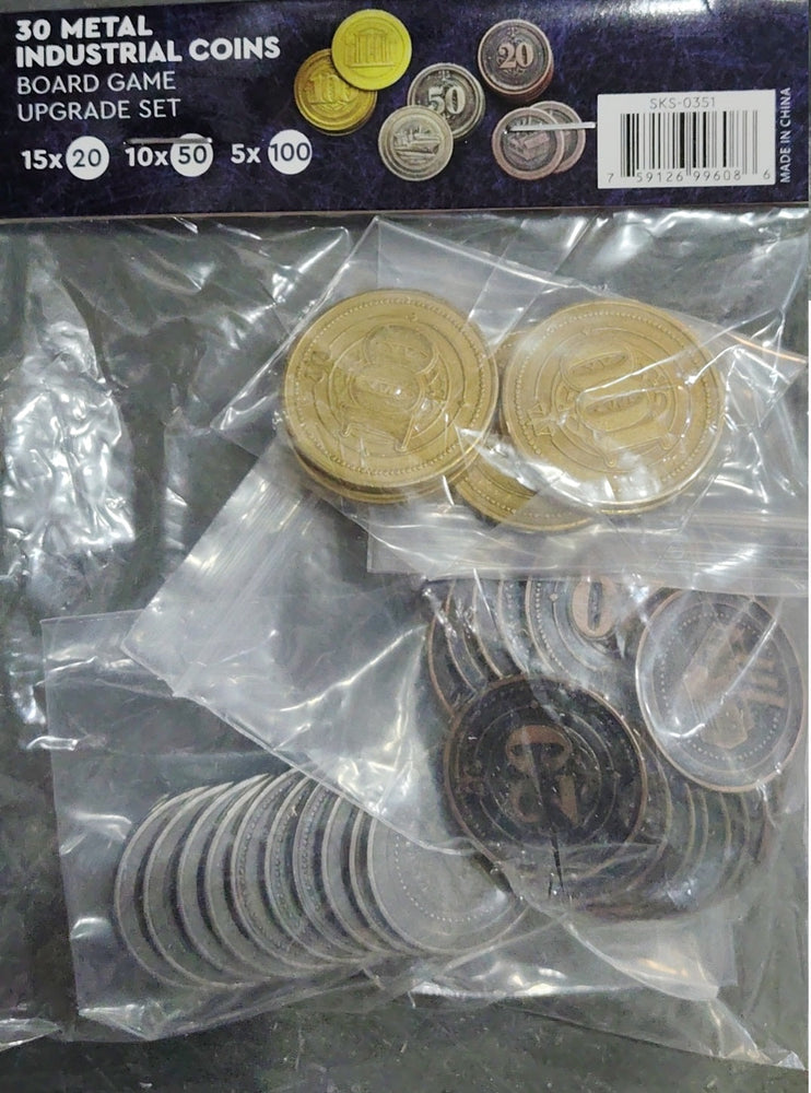 30 Metal Coin HIGH VALUE Board Game Upgrade Set (Industrial Coins) NEW!  - (ONLINE ORDER ONLY)