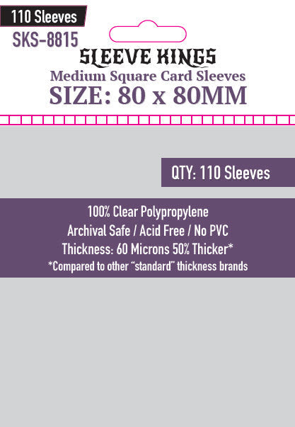 Medium Square Card Sleeves (80x80mm) 110 Pack, 60 Micron, SKS-8815 (ONLINE ORDER ONLY)