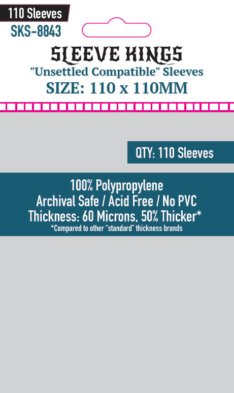 "Unsettled" Compatible Sleeves (110x110 MM) 110 Pack, 60 Microns, SKS-8843 (ONLINE ORDER ONLY)