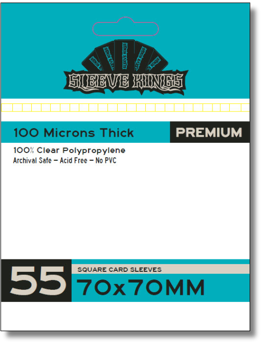 Premium Square Card Sleeves (70x70mm) 55 Pack, 100 Micron, SKS-9965 (ONLINE ORDER ONLY)