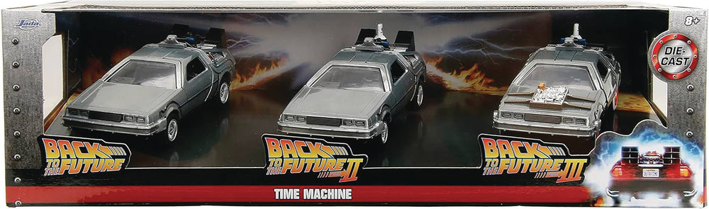 Back to the Future Hollywood Rides - 1:32 DeLorean Time Machine 3-Pack (ONLINE ORDER ONLY)