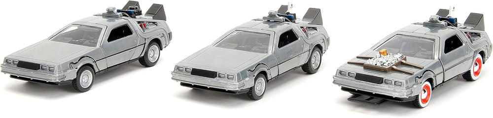 Back to the Future Hollywood Rides - 1:32 DeLorean Time Machine 3-Pack (ONLINE ORDER ONLY)