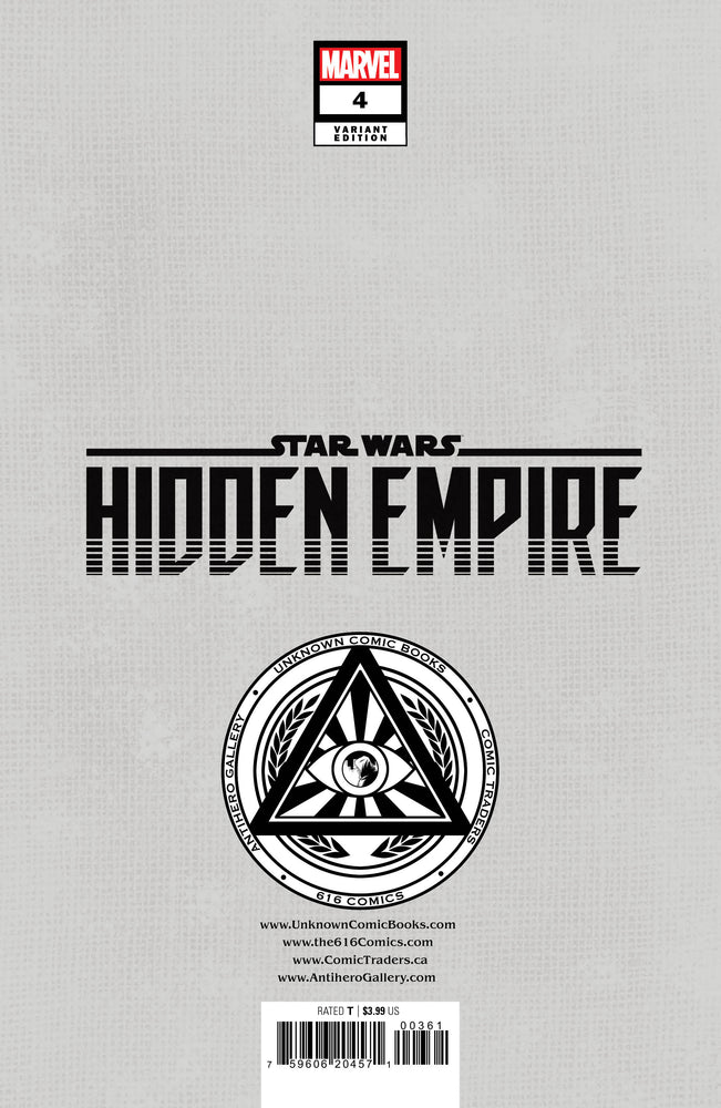 Star Wars: Hidden Empire #4 Unknown Comics Patch Zircher Exclusive Virgin Var (03/01/2023) (Online Order Only)