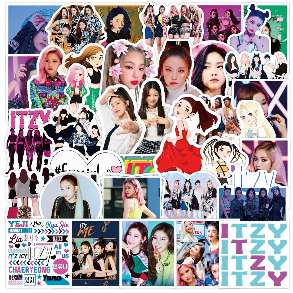 ITZY Kpop Stickers 10/30/50pcs Waterproof Decals for Laptop, Guitar, Phone, Luggage, Bike, Car (Online Order Only)