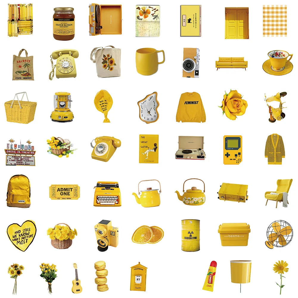 10/30/50PCS Funny Cute Yellow Sticker Cartoon Ins Style Decals PVC Waterproof Toys DIY Phone Fridge Guitar Notebook Laptop Car (ONLINE ORDER ONLY)