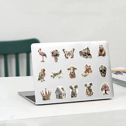 50Pcs Animals of Newspaper Sculptures Stickers Laptop Suitcase Graffiti Skateboard Luggage Waterproof PVC Stickers Kids Gift Toy (Online Order Only)